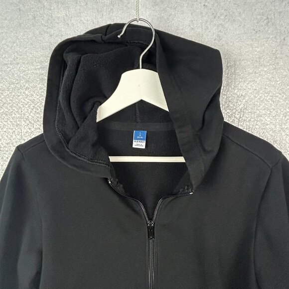 Old Navy Hooded Sweatshirt Large (10-12)‎ Boys Fleece Zip Front Black Jacket - Picture 3 of 9